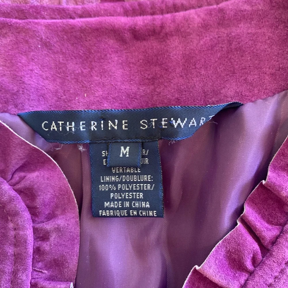 Catherine Stewart Purple Women's Suede Ruffled Jacket Size M